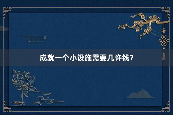 成就一个小设施需要几许钱？